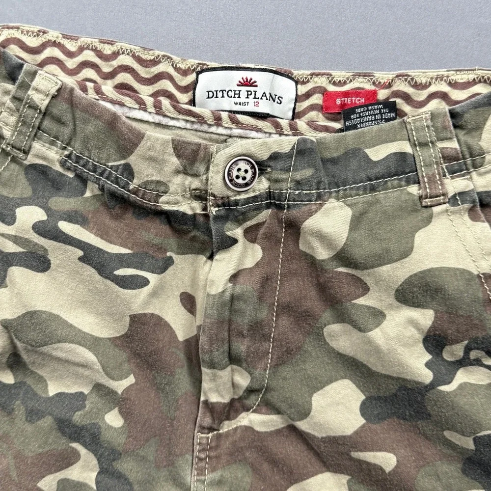 Ditch‎ Plans Boys Size 12 Camouflage Camo Cargo Shorts Casual
